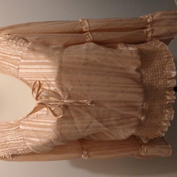 Angie Long Flare Layered Sleeves Pull Over Top Blouse Size L Pink #W-541 - Picture 8 of 13